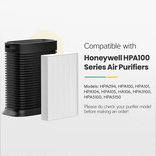 Miniatura 2 de Filtro de repuesto HPA100 HRF-ARVP100 para purificador de aire Honeywell HEPA serie HPA100, HPA094, HPA104, HPA105 HPA3100, HPA5100 Series, 2 HEPA R