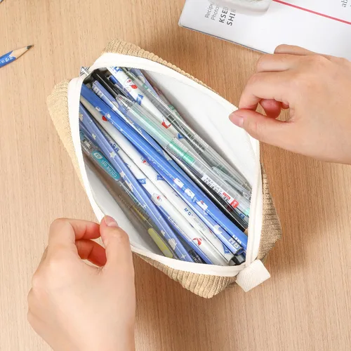 Miniatura 8 de Bolsa para Lápices Estuche para Bolígrafos, Organizador Pequeño de Pana Suave para Lápices con Cremallera, Lindo Estuche para Lápices Artículos