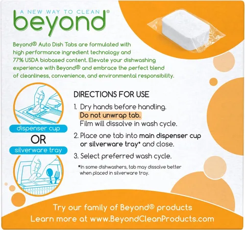 Miniatura 2 de Beyond Comprimidos para lavavajillas automáticos [32 tabletas] - Sin fragancia y colorantes - Certificado a base de biológicas. Potentes.