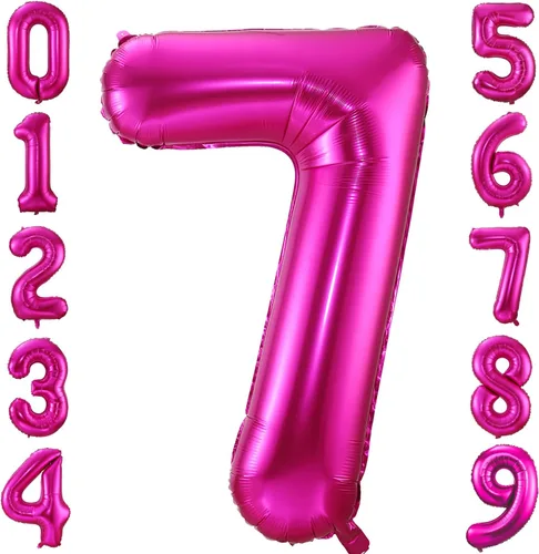 Miniatura 22 de Globo de cumpleaños de 40 pulgadas de color rosa intenso con el número 0, globos grandes de Mylar para fiesta de cumpleaños, aniversario, festival