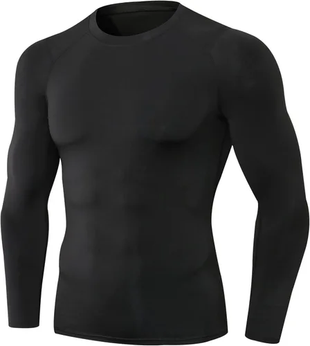 Camiseta de compresión para hombre, manga larga, atlética, entrenamiento, camiseta deportiva activa, capa base, camiseta de ajuste seco