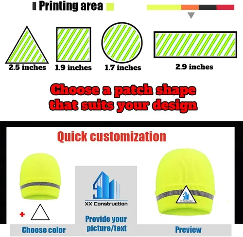 Miniatura 2 de Hi Vis - Gorro de seguridad para personalizar tu logotipo, gorro de punto de invierno con tiras reflectantes unisex