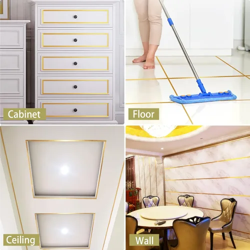 Miniatura 4 de Gaahing Cinta metalizada dorada con película de Mylar de poliéster, adhesivo decorativo para despegar y pegar con acabado brillante similar a un