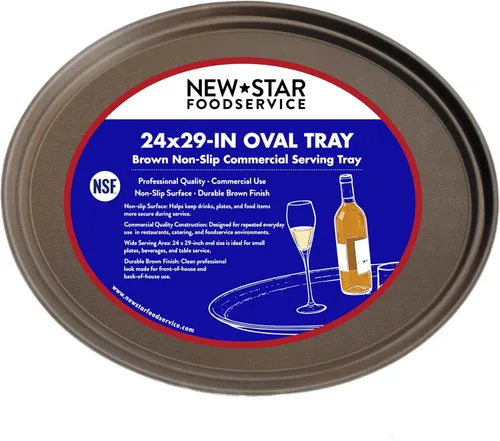 Miniatura 11 de New Star Foodservice Bandeja antideslizante, plástico, forro de goma, ovalada, 20.9 x 24.8 in, negro