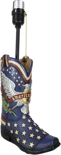 Miniatura 2 de Ebros Gift Banderín patriótico de piel sintética con diseño de águila calva y bandera americana, bota vaquera, pintada a mano, lámpara de mesa