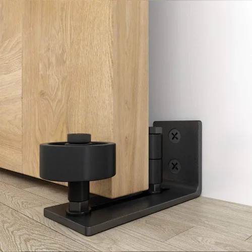Miniatura 7 de WINSOON Guía de suelo para puerta corrediza de granero, accesorios montados en la pared para rodillos de estancia ajustables con parte inferior Negro