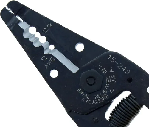 Miniatura 5 de IDEAL Electrical 45-249 12/2 NM T-Stripper - 2/12 AWG, pelacables con agujeros de bucle, nariz de alicate, apertura automática con resorte