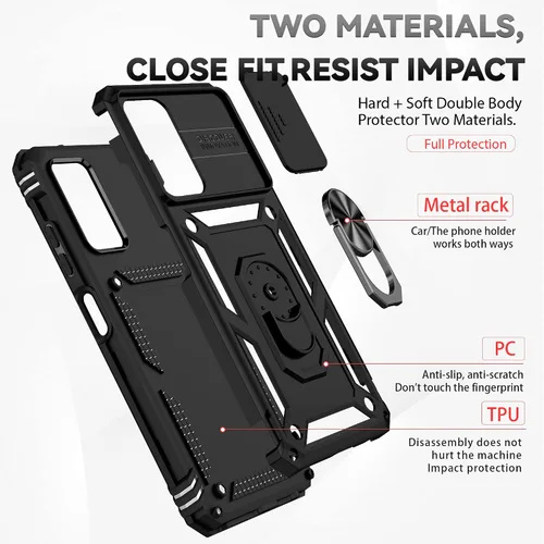 Miniatura 5 de Funda para Galaxy A03S, con protectores de pantalla y funda para cámara, [grado militar] de 16 pies. Funda a prueba de caídas con soporte magnético