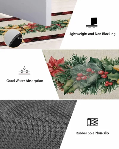 Miniatura 3 de Tapete de baño de pino de Navidad para bañera, antideslizante, de secado rápido y absorbente, de tierra de diatomeas, tapete de cocina, tapete