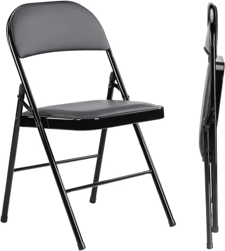 Juego de 2 sillas plegables acolchadas de acrílico apilables portátiles con cojín para actividades al aire libre, reuniones en interiores, salas de