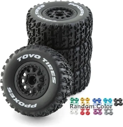 Miniatura 12 de Ruedas y neumáticos para camión de campo corto 1/10 a control remoto con neumáticos hexagonales de 0.472 in a escala 1:10 para automóvil todoterreno