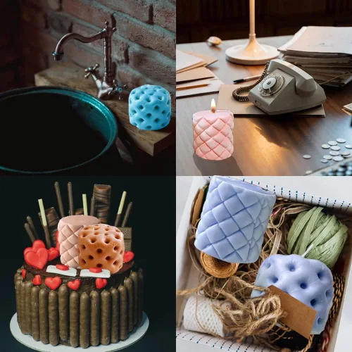 Miniatura 5 de 2 moldes de vela de silicona, moldes de vela de resina de pilar cilíndrico para hacer velas, taburete redondo 3D para sofá de silicona para velas