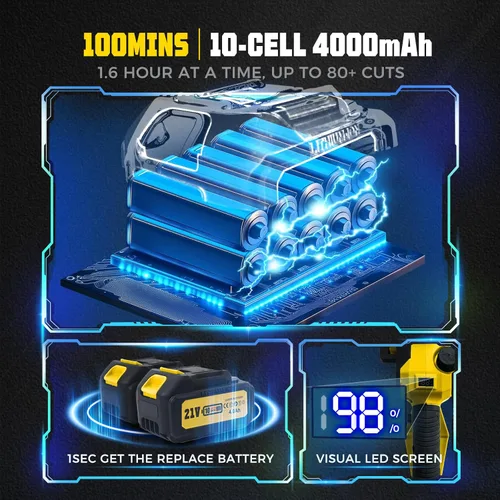 Miniatura 55 de Sierra de poste eléctrica 2 en 1 para poda de árboles, sierra de poste inalámbrica sin escobillas de 1200 W y mini motosierra de 6 pulgadas con 2