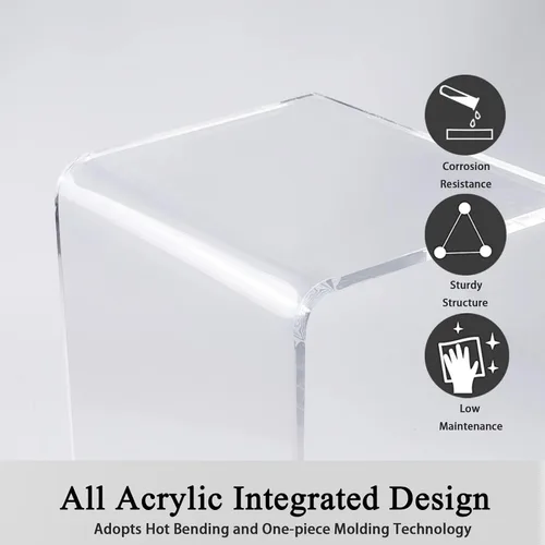 Miniatura 4 de Mesa auxiliar acrílica, 12 pulgadas de profundidad x 20 pulgadas de ancho x 10 pulgadas de alto, mesa auxiliar transparente multiusos en forma de C
