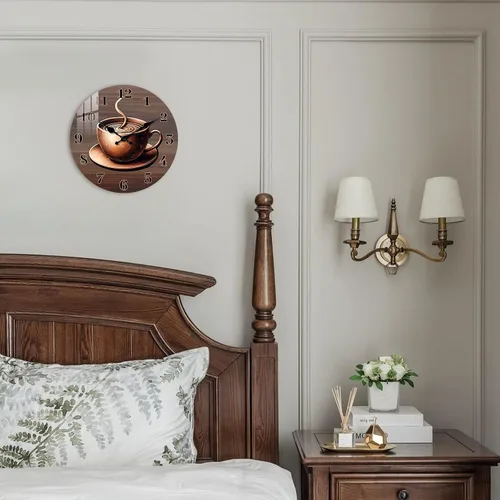 Miniatura 3 de Reloj de madera grande para sala de estar, reloj rústico de 16 pulgadas, funciona con pilas, reloj de pared de taza de café, silencioso, sin tictac