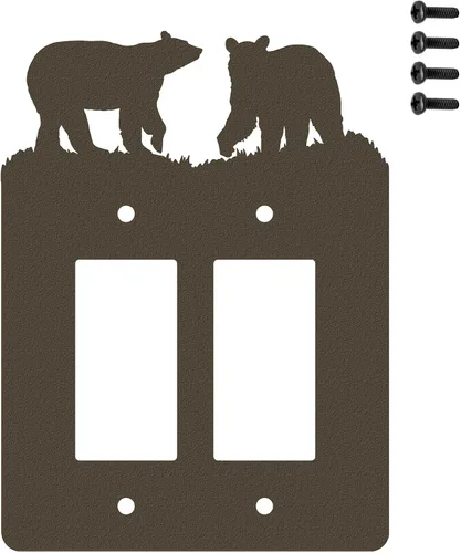 Miniatura 13 de Interruptor de luz de palanca de oso y placa de pared de una sola banda (palanca simple con GFCI (Rocker), color negro, fabricado en Estados Unidos