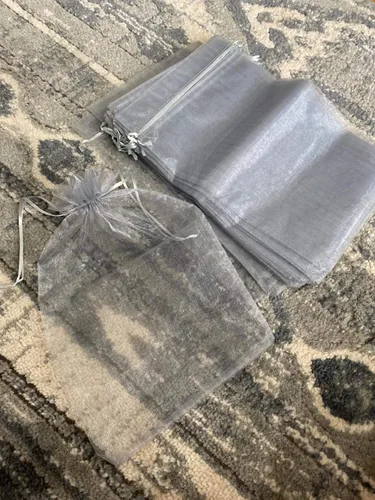 Miniatura 2 de ATCG 50 bolsas de organza transparentes con cordón grande de 8 x 12 pulgadas, decoración de festivales, bodas, fiestas, bolsas de maquillaje plateado
