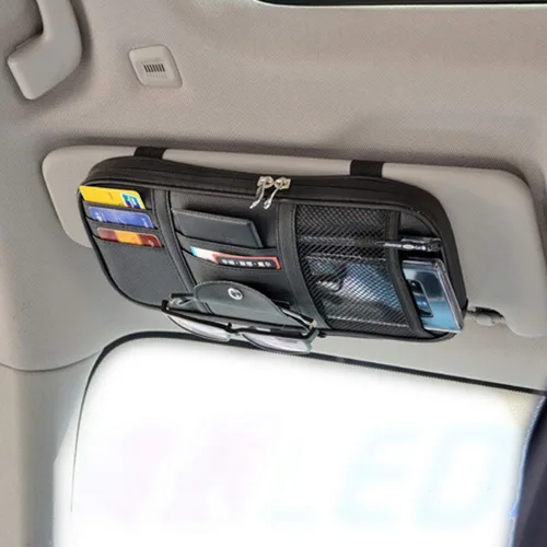 Miniatura 9 de Organizador para visera solar de coche, accesorios para interior de coche, organizador de bolsillo, bolsa de almacenamiento para coche, camioneta