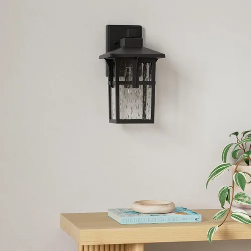Miniatura 2 de HWH INVESTMENT Lámpara de pared para interiores y exteriores, con pantalla de vidrio sembrado, accesorios de luz impermeables para porche, puerta