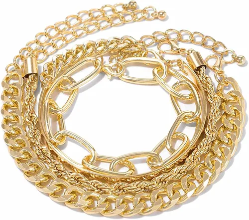 Miniatura 3 de Zeelina Pulsera de gargantilla chapada en oro con clip de cadena apilable ajustable para mujeres y niñas