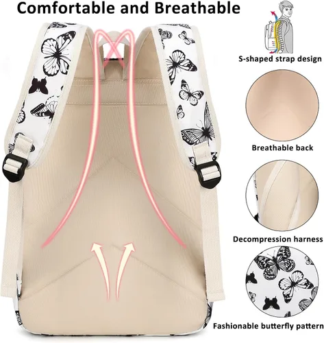 Miniatura 15 de Joyfulife Mochilas para niñas, mochilas para niños, mochilas para adolescentes, mochila para estudiantes escolares con lonchera, bolsas para lápices
