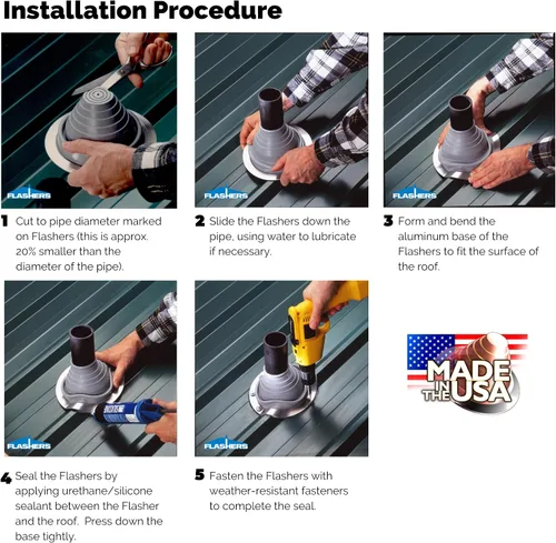 Miniatura 3 de Flashers #1 Silicona de alta temperatura flexible para techo Jack Pipe Boot Metal Roofing Pipe Flashing (Pipe OD 1/4" a 2")
