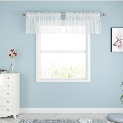 Miniatura 42 de UPOPO Paneles de Cortina Beige Pequeños Cortinas Transparentes de Gasa de 16 Pulgadas de Largo Cortinas de Cocina de Voile con Textura de Lino