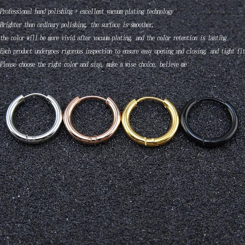 Miniatura 4 de Aretes de acero inoxidable 316L, argollas de 1564, 516, 2564, 716, 1532 y 3564 pulgadas, arracadas hipoalergénicas, para el cartílago, hélix