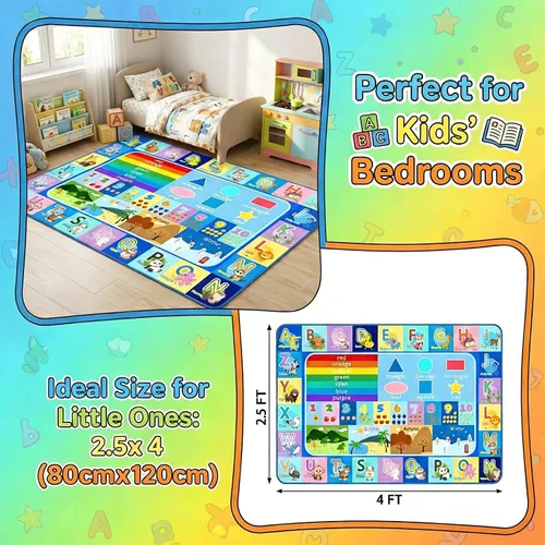 Miniatura 3 de Alfombra infantil para sala de juegos, dormitorio, 2.5 x 4 pies, alfombra educativa ABC para aula, guardería, alfombra antideslizante de aprendizaje