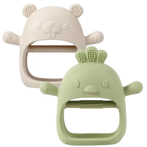 Miniatura 8 de Paquete de 2 juguetes mordedores para bebés, guantes de silicona sin BPA para necesidades de succión, juguetes de dentición para bebés de 0 a 3 a 6