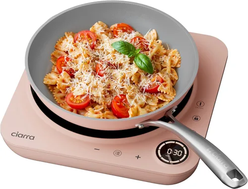 Miniatura 9 de CIARRA CATIH1A-O Cocina de inducción portátil, quemador eléctrico de encimera delgado con sensor táctil y tiempo digital, naranja 2-Naranja