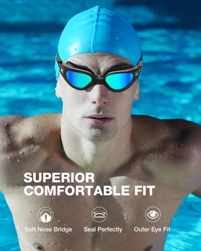 Miniatura 4 de ZIONOR G1 Lite - Gafas de natación polarizadas con 3 pares de tapones para los oídos, gafas de natación con protección UV antivaho para adultos, A3