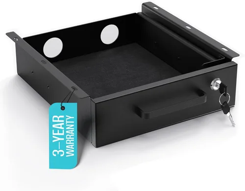 Miniatura 10 de Cajón deslizante para debajo del escritorio, cajones de almacenamiento de metal con cerradura con organización de cables para oficina y hogar
