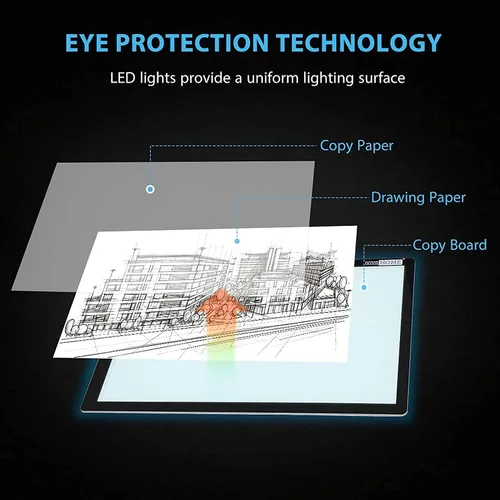Miniatura 4 de Caja de luz LED para tablero de copia de rastreo, caja de luz LED portátil ultrafina, cable de alimentación USB, brillo regulable, caja de luz LED