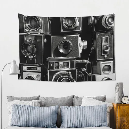 Miniatura 9 de FodPand Tapiz retro de la colección de cámaras geniales para decoración de dormitorio, telón de fondo de fiesta, tapiz estético para colgar