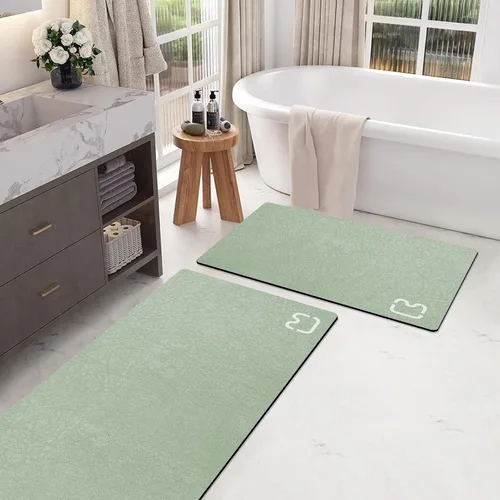 Miniatura 25 de RUERYA Tierra de Diatomeas Alfombras de Baño 23.6 x 15.7 pulgadas, Secado Rápido Súper Absorbente Base de Goma Antideslizante Alfombra de Baño