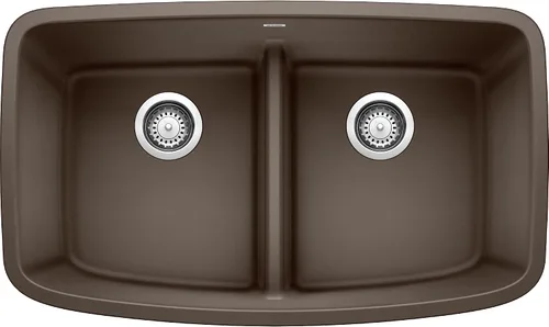 Miniatura 6 de BLANCO, Truffle 442197 VALEA SILGRANIT 50/50 - Fregadero de cocina con doble tazón y división baja, 32 x 19 pulgadas Trufa