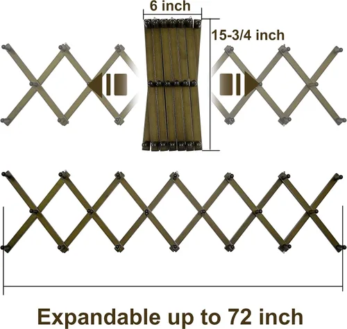 Miniatura 8 de WEBI Acordeón para colgar en la pared, percha de pared para sombreros, acordeón, expandible, de madera, montado en la pared, estante de gancho