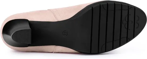 Miniatura 6 de Allegra K Botines Chelsea con tacón redondo y puntera redonda para mujer