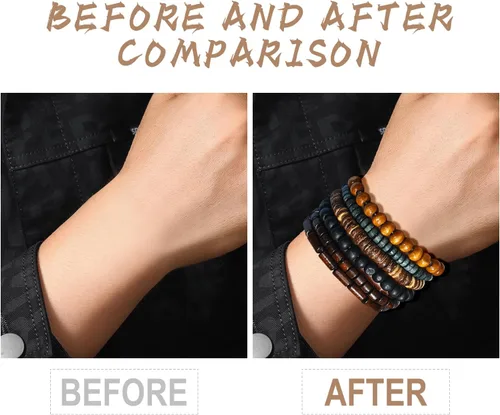 Miniatura 4 de Pulsera Gótica Ajustable de Cuero Trenzado Punk Multicapa de Estilo Grunge, Conjunto de Pulseras Emo con Brazalete de Metal, Envoltura
