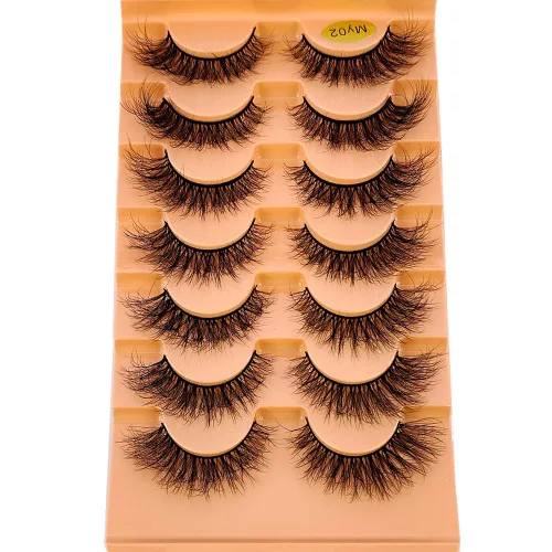 Miniatura 15 de 7 pares de pestañas de ojo de gato 3D pestañas postizas naturales 5D esponjosas suaves cruzadas pestañas manga pestañas Wispy Natural pestañas