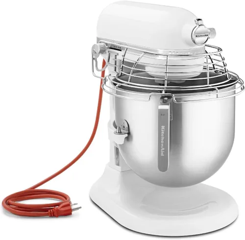 Miniatura 2 de KitchenAid Serie Comercial 8 cuartos Mezclador de pie con protección de tazón de acero inoxidable - KSMC895 Blanco