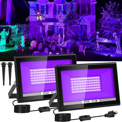 Miniatura 8 de T-SUN Barra de luz LED negra de 72 W, barras de luz negra con enchufe e interruptor, tira de luces de área de 22 x 22 pies para fiesta brillante