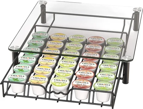 Miniatura 7 de Deco Brothers Cajón Portador de Cristal Templado para K-Cup para Almacenamiento de 30 Cápsulas de Café, Negro