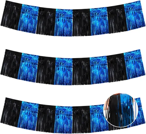 Miniatura 21 de BEISHIDA 3 Paquetes de Guirnalda de Flecos de Lámina Metálica Arcoíris Oscuro para Colgar en la Pared, Banderas de Oropiel para Halloween, Flotas