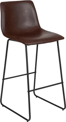 Miniatura 8 de Flash Furniture Reagan - Taburetes de bar LeatherSoft de 30 pulgadas con reposapiés, taburetes de barra de estilo moderno de mediados de siglo