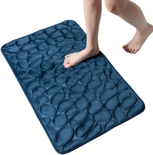 Alfombra de Baño con Relieve De Adoquines, Alfombra De Baño, Absorción De Agua, Antideslizante, Espuma Viscoelástica, Absorbente, Lavable Alfombra