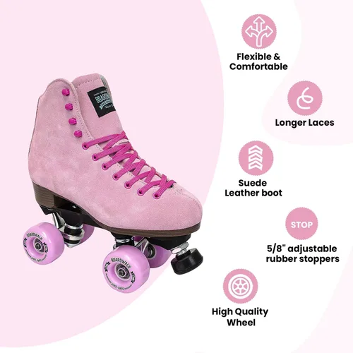 Miniatura 7 de Sure-Grip Boardwalk - Patines de ruedas unisex para exteriores con botas de cuero retro y ruedas 82A Teaberry
