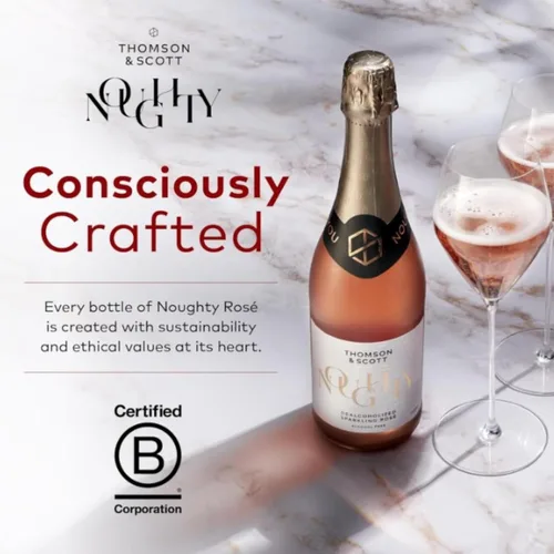 Miniatura 7 de Thomson & Scott Noughty - Paquete de celebración de vino espumoso, 1 rosado + 1 chardonnay, champán espumoso sin alcohol, vino sin alcohol, ligero