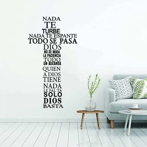 Miniatura 4 de Nada te turbe" - Adhesivo de pared "Solo Dios Basta", decoración de pared, calcomanía de pared con cita en español para decoración familiar